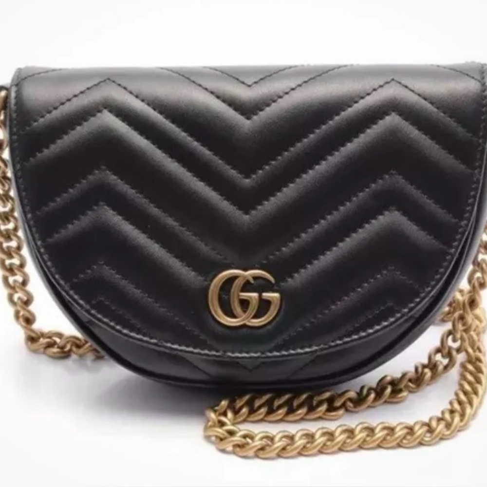 GUCCI GG Marmont Matelasse Black Leather Bag + Free COA